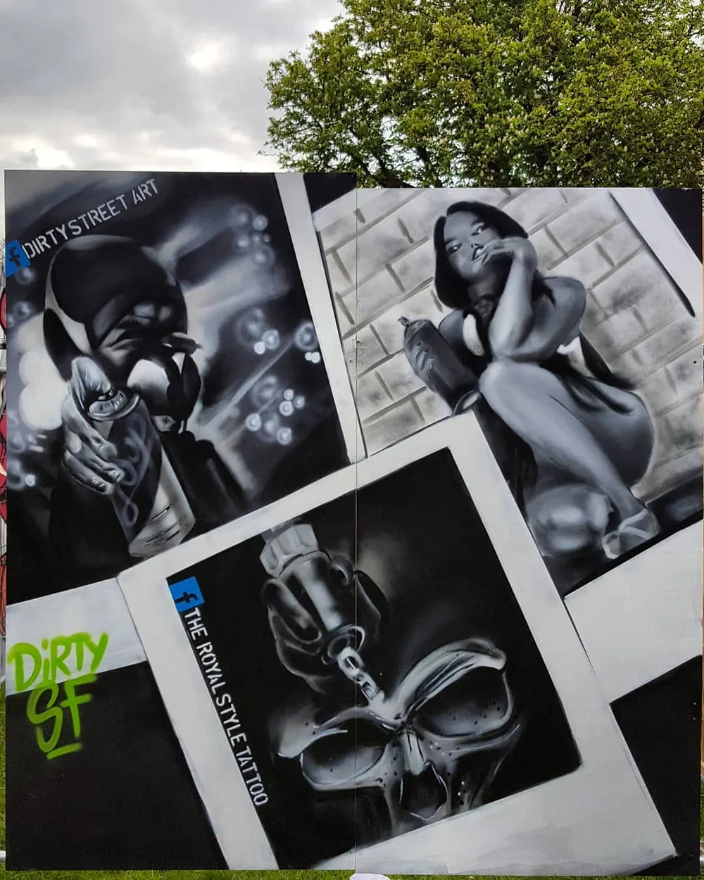 Black and grey street art by Thomas Palaniuk